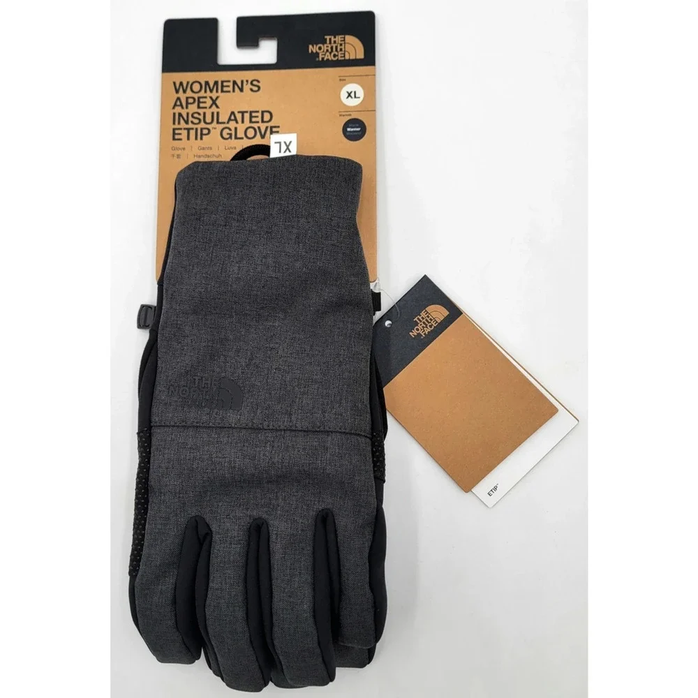 The North Face Womens Apex Etip Insulated Gloves XL Dark Grey Heather New